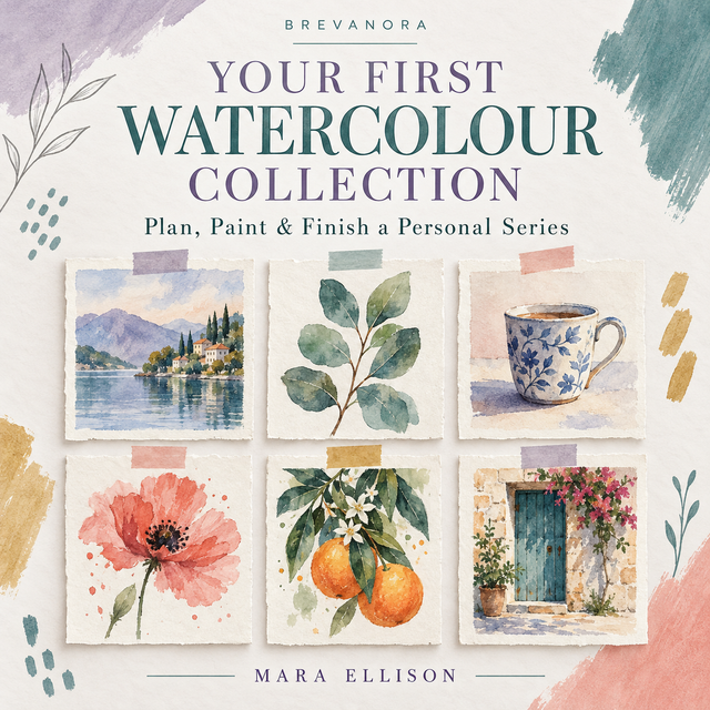 Cover of Your First Watercolour Collection, a BREVANORA digital watercolour guide.