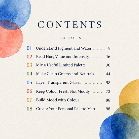 Contents pages with chapter start numbers for Colour That Behaves.