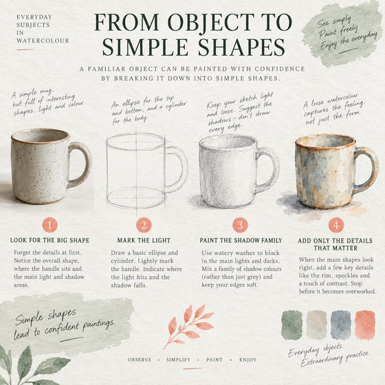 A sample page from Everyday Subjects in Watercolour.