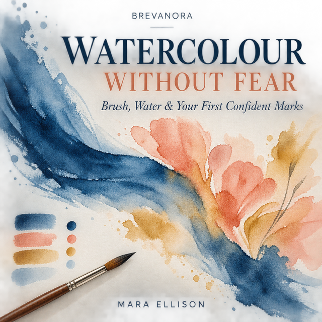 Cover of Watercolour Without Fear, a BREVANORA digital watercolour guide.